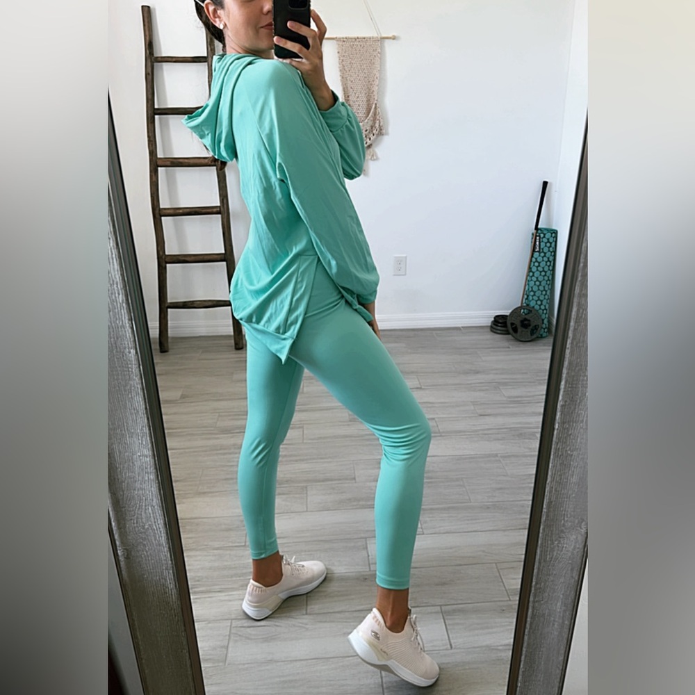 Emerald Teal Two-Piece Set, Split Long Sleeve Hoo… - image 3